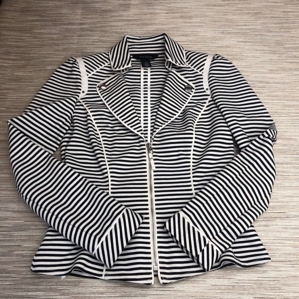 White House Black Market Stripe Moto Jacket - Picture 16 of 16
